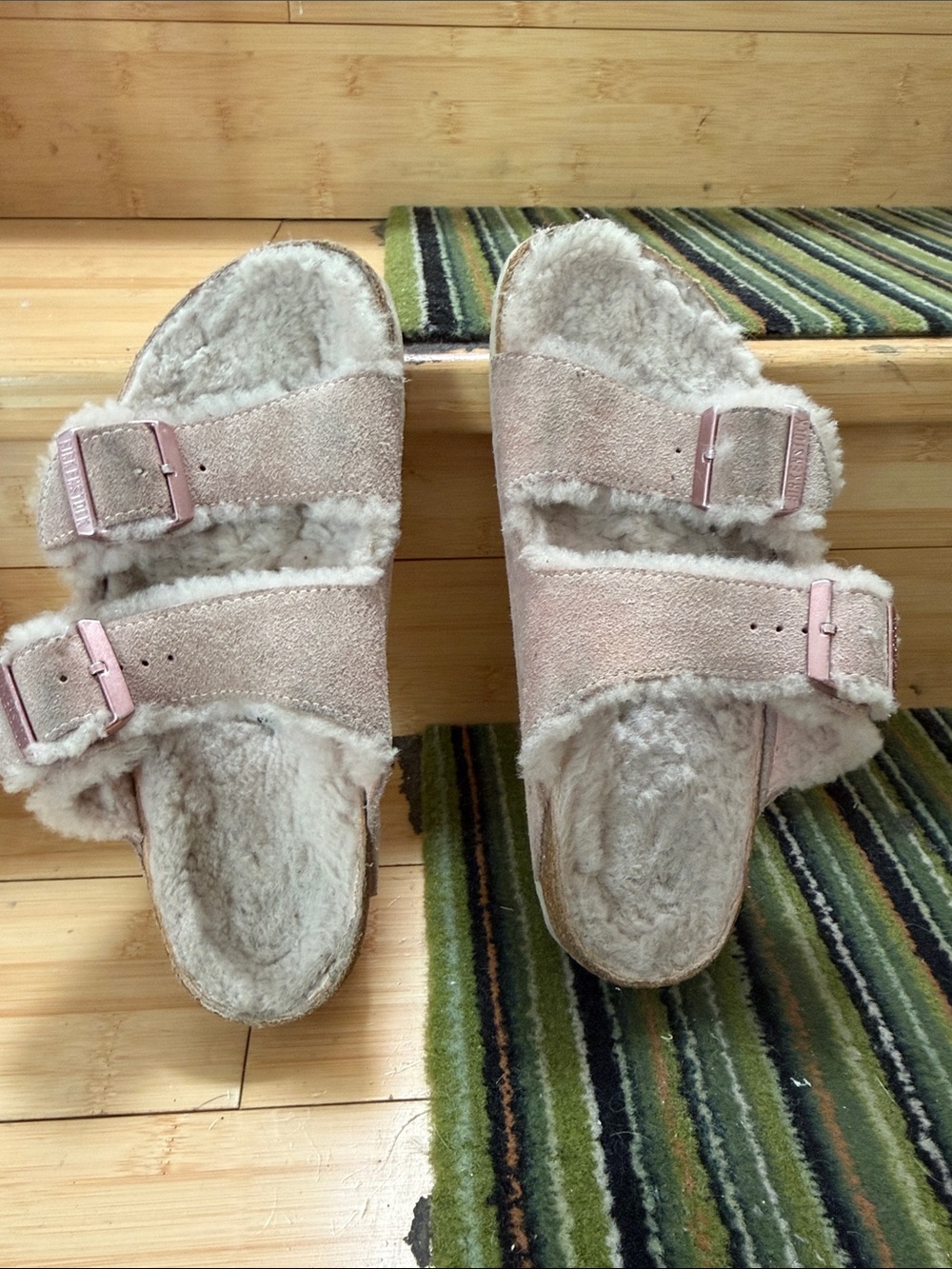 Birkenstock Arizona Suede Shearling Slides in Dusty Rose -38 - Picture 7 of 10